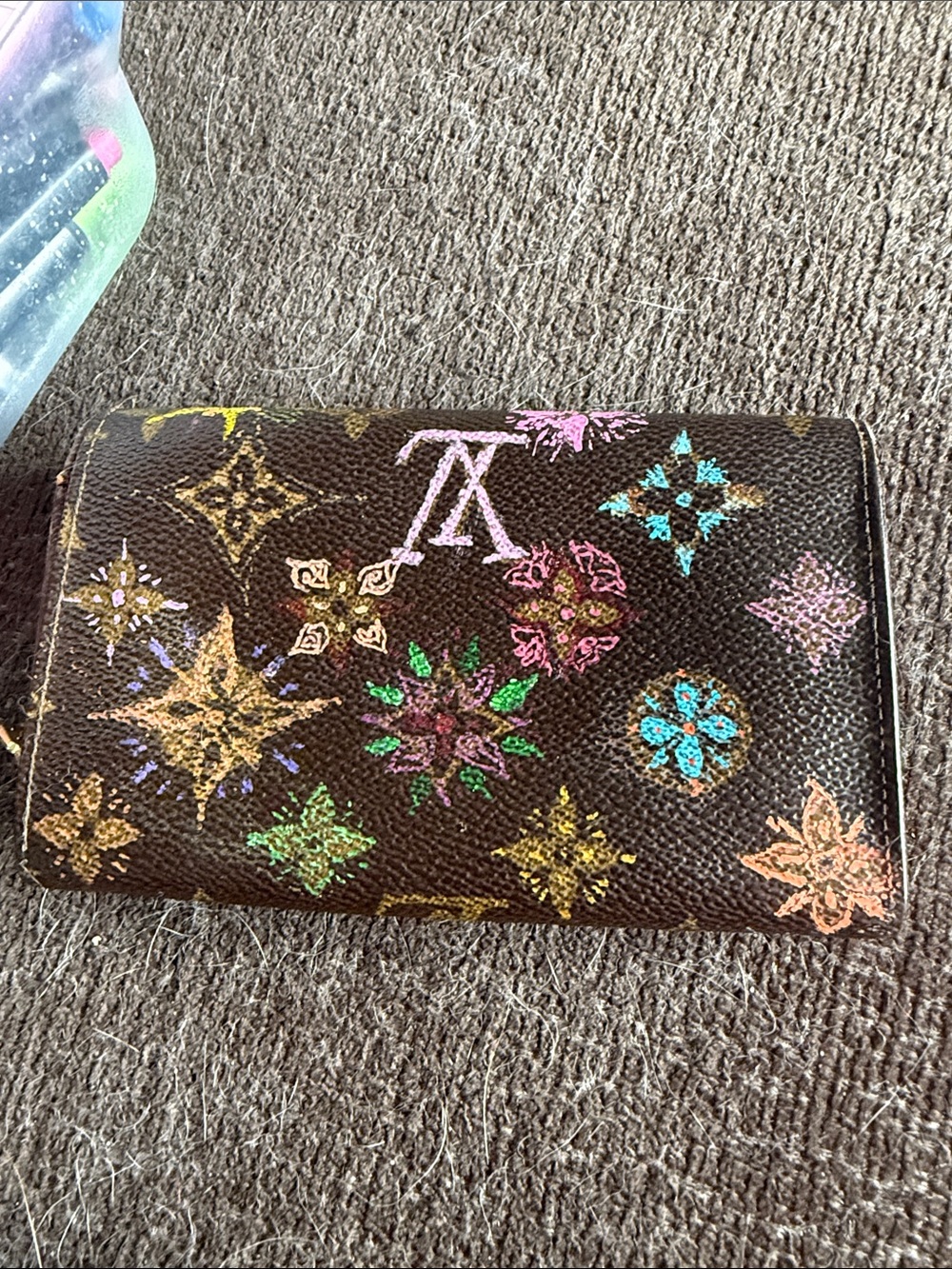 AUTH Handpainted sunflower Louis Vuitton wallet - Picture 3 of 5